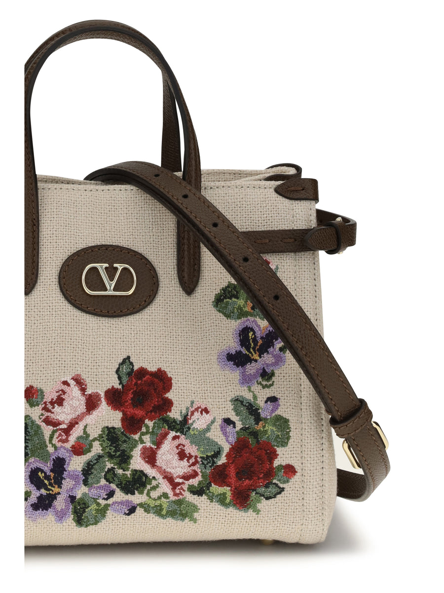 Shoulder Bag Antibes Ecru Linen Ecru/multicolour/tabac Brown