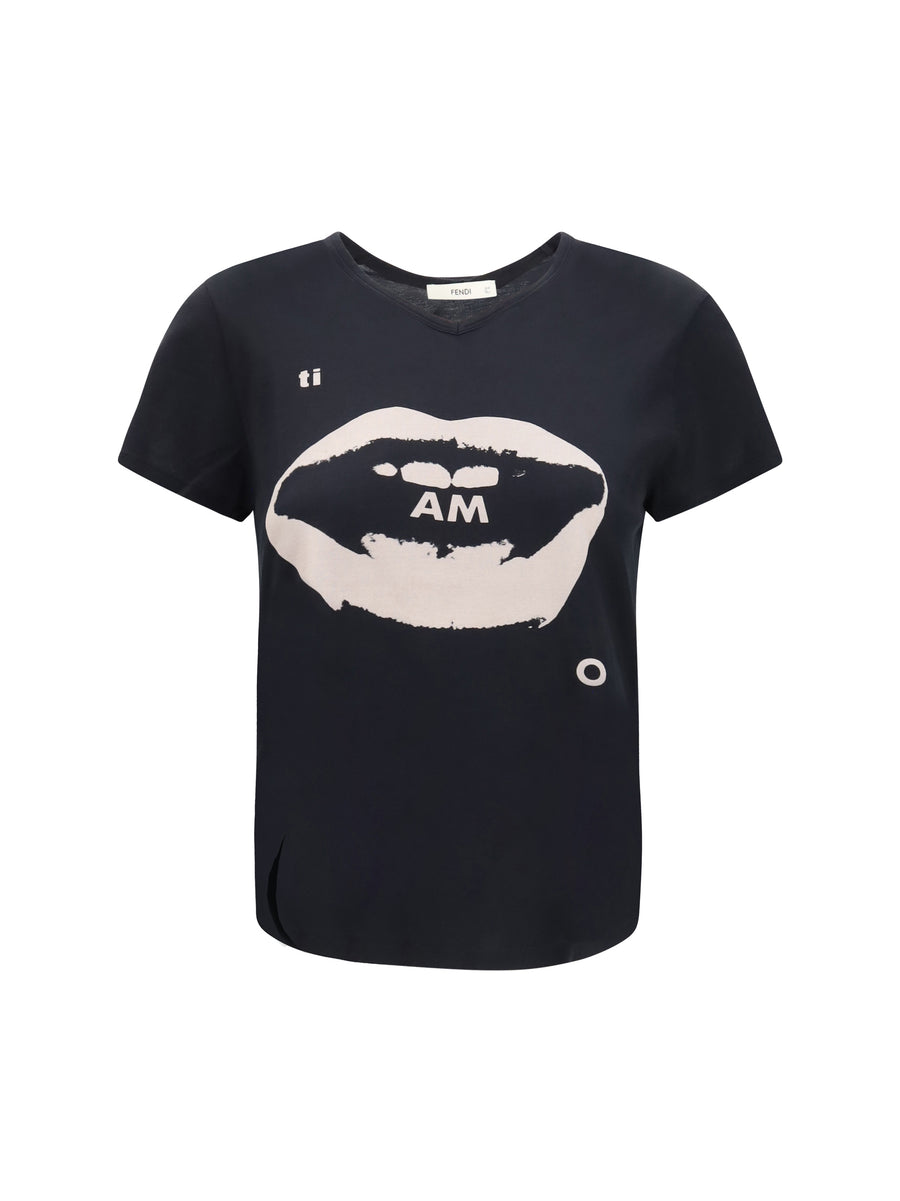 Ti Amo Graphic Print Jersey T-Shirt Nero Cotton T-shirts