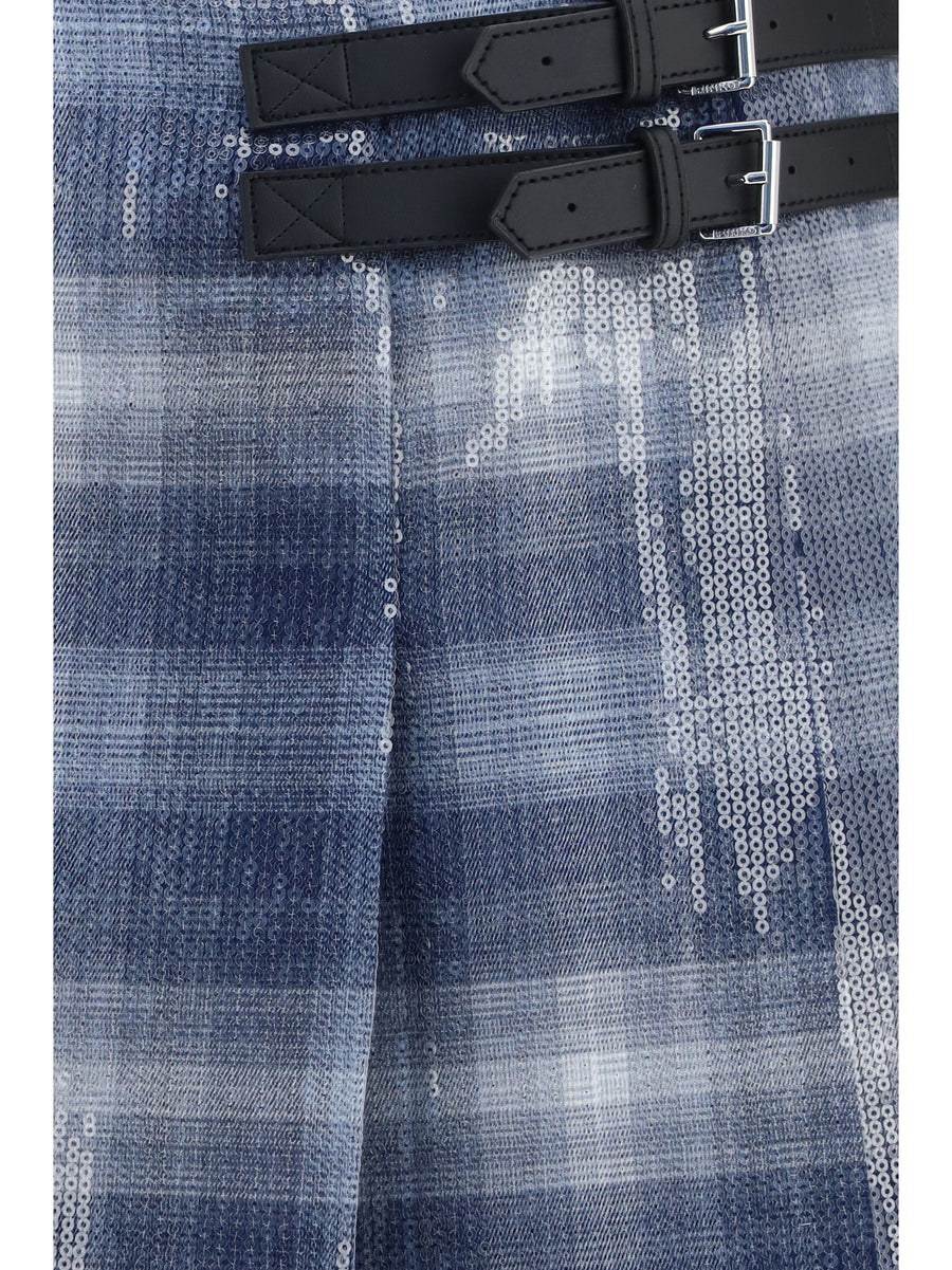 Sequin Mini Skirt Gongora Multicolour Blue/light Blue Polyester