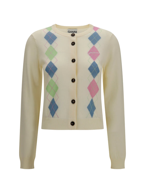 Ganni 100% Cotton cardigan in beige