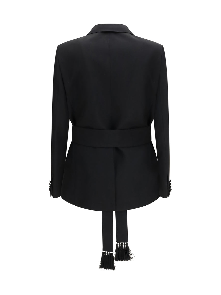 Blazer Double-Breasted Virgin Wool Black Fleece (ovis Aries) Jacket
