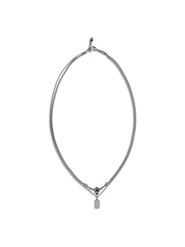 Skull Pendant Necklace With Rhinestones Black/crystal/pearl Brass Necklaces