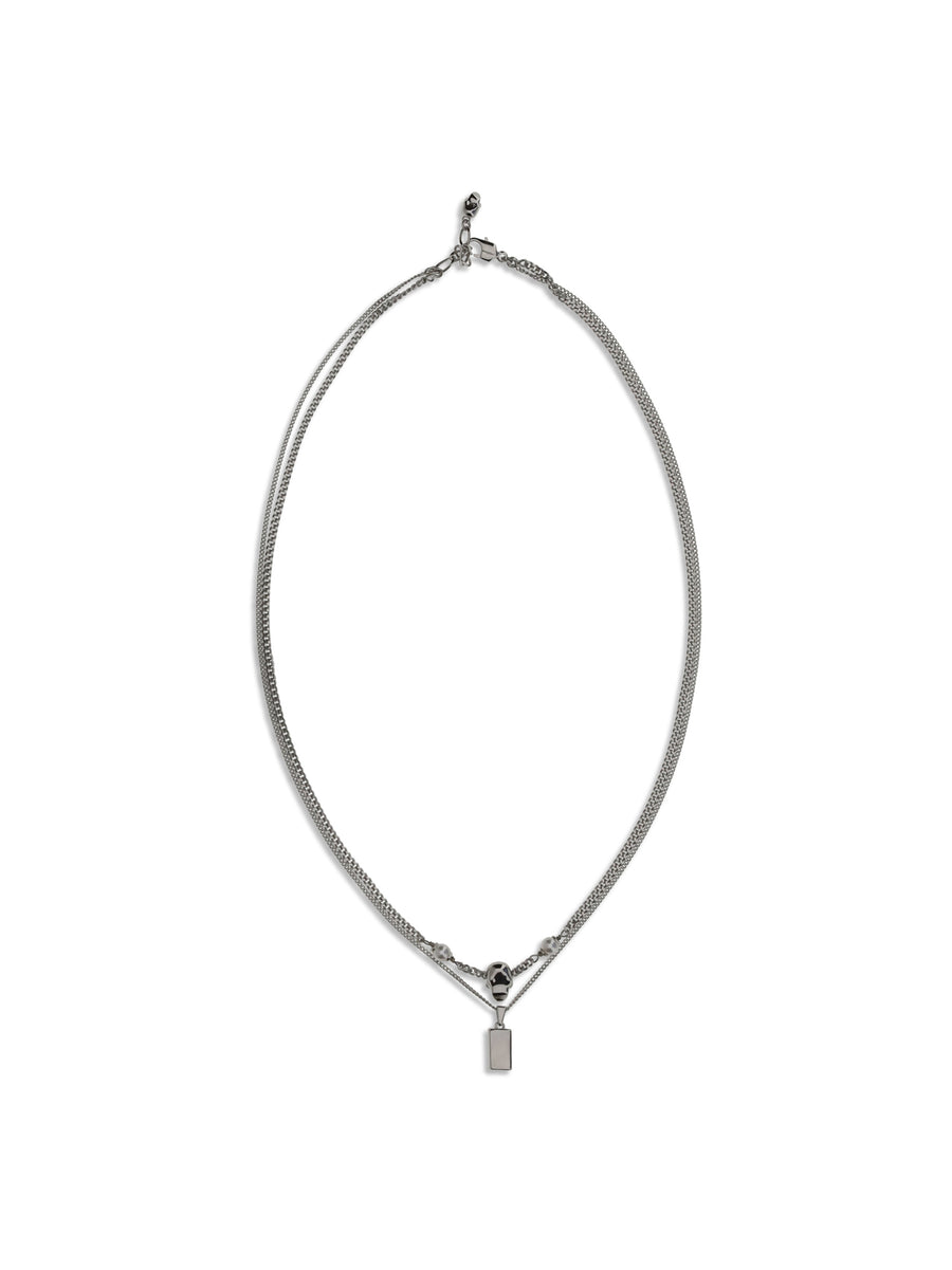 Skull Pendant Necklace With Rhinestones Black/crystal/pearl Brass Necklaces