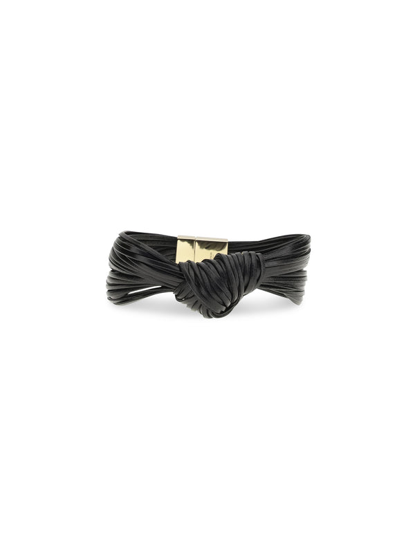 Leather Bracelet Knot Black Silver Bracelets