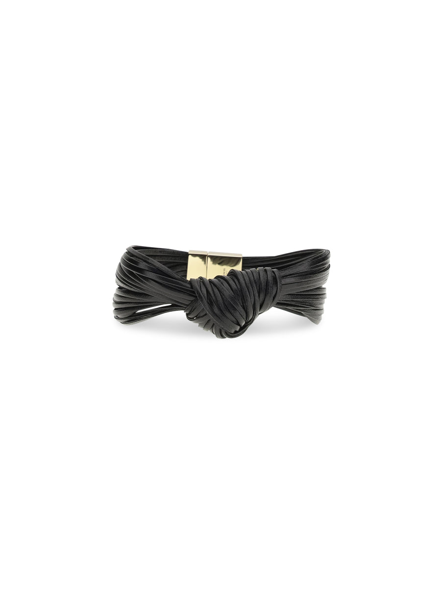 Leather Bracelet Knot Black Silver Bracelets