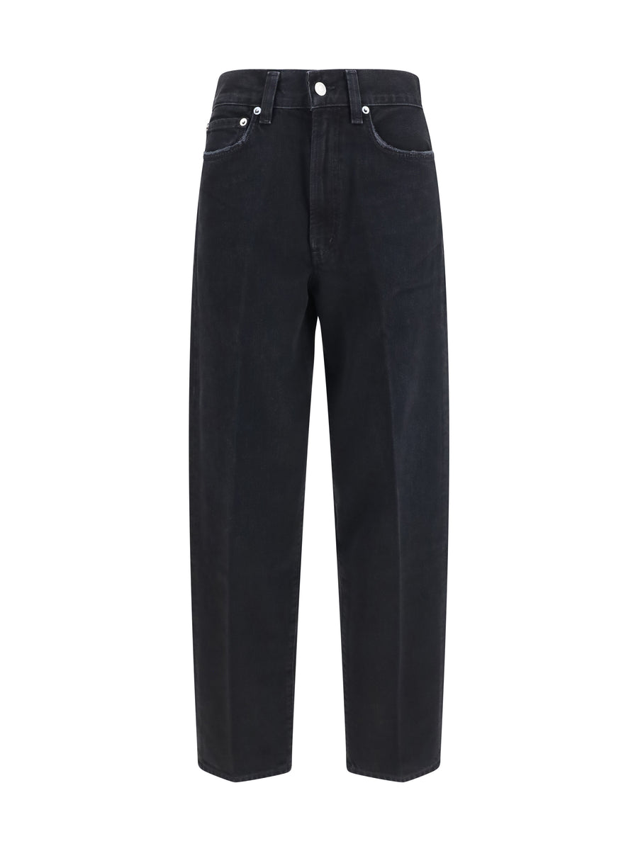 Jeans High-Rise Faded Wash Black Cotton