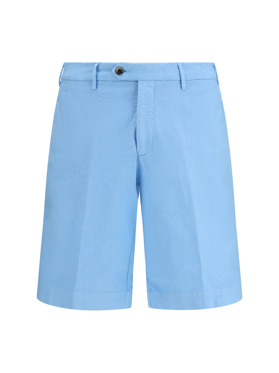 Shorts With Extended Flap, Light Blue General Cotton Bermuda
