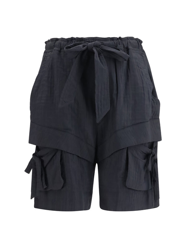 Viscose And Cotton Shorts Black Viscose; Cotton; Polyamide Bermuda