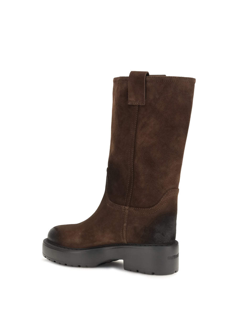 Boots Suede Leather Dark Brown Upper: Calf