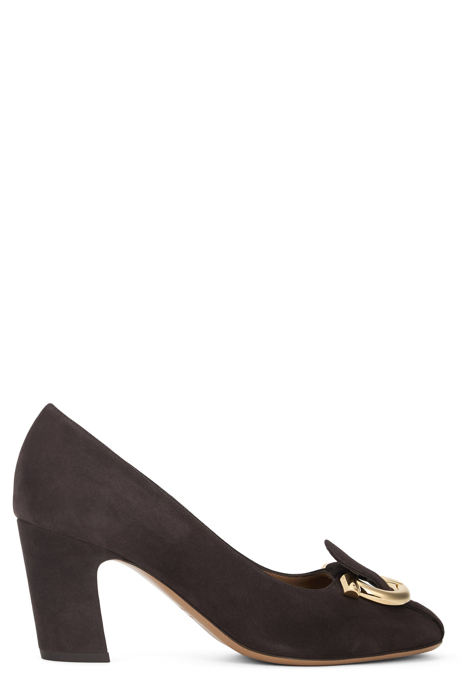 Pumps Gancini Suede Dark Brown Goat Leather