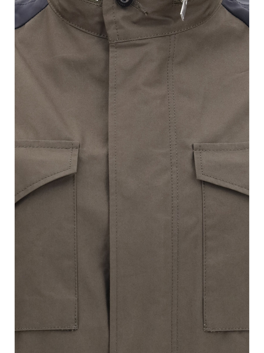Jacket Nylon And Cotton Khaki-Navy Khaki/navy