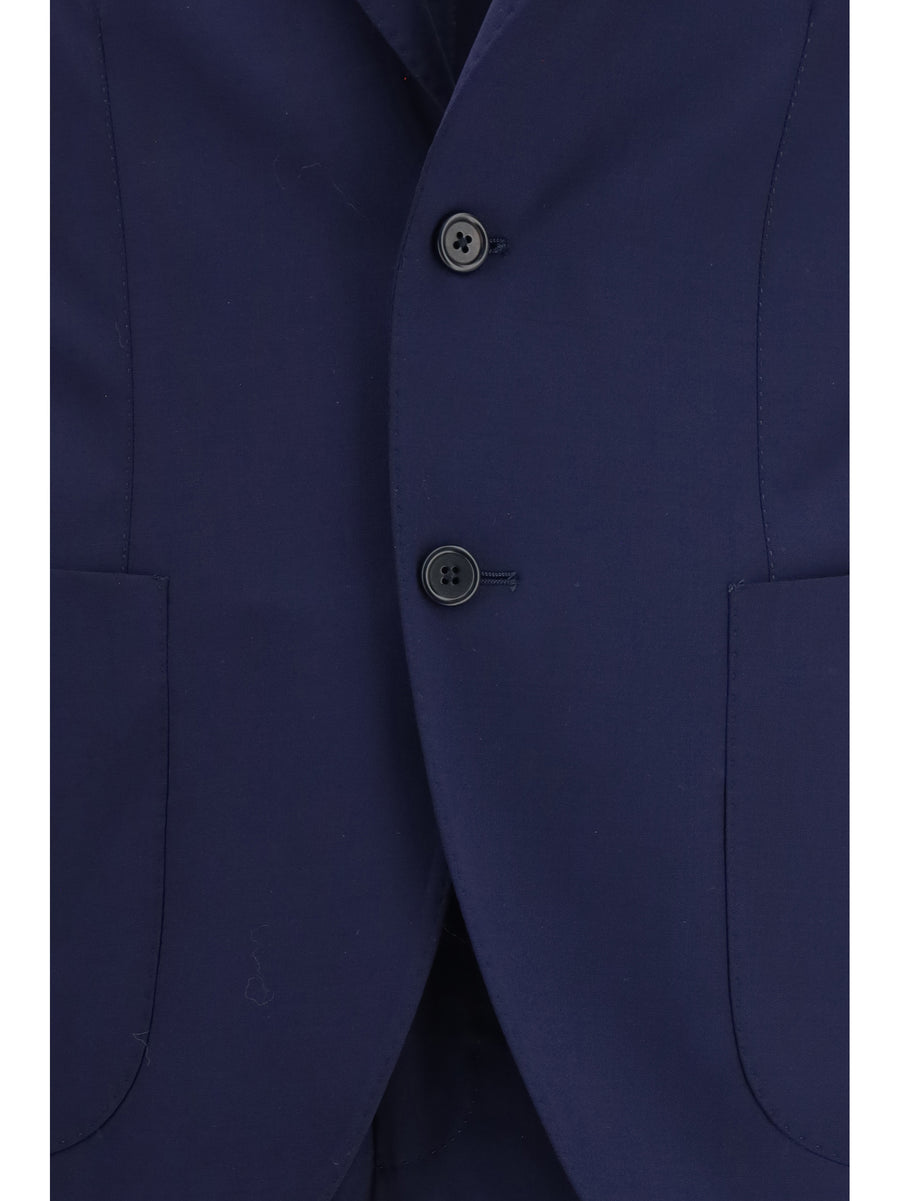 Suit Single-Breasted Virgin Wool Blue Fleece (ovis Aries) Suits