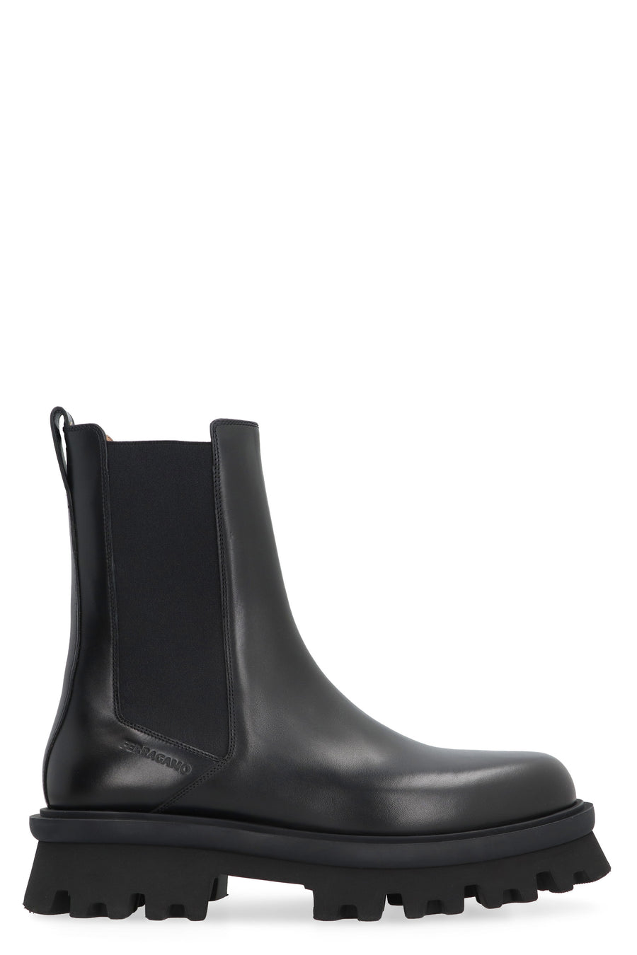 Leather Chelsea Boots Black Elastane