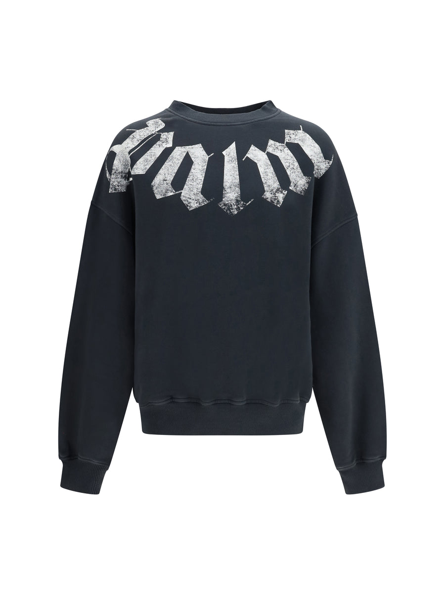 Sweatshirt Big Neck Logo Black-Off White Black/off Cotton Sweatshirts