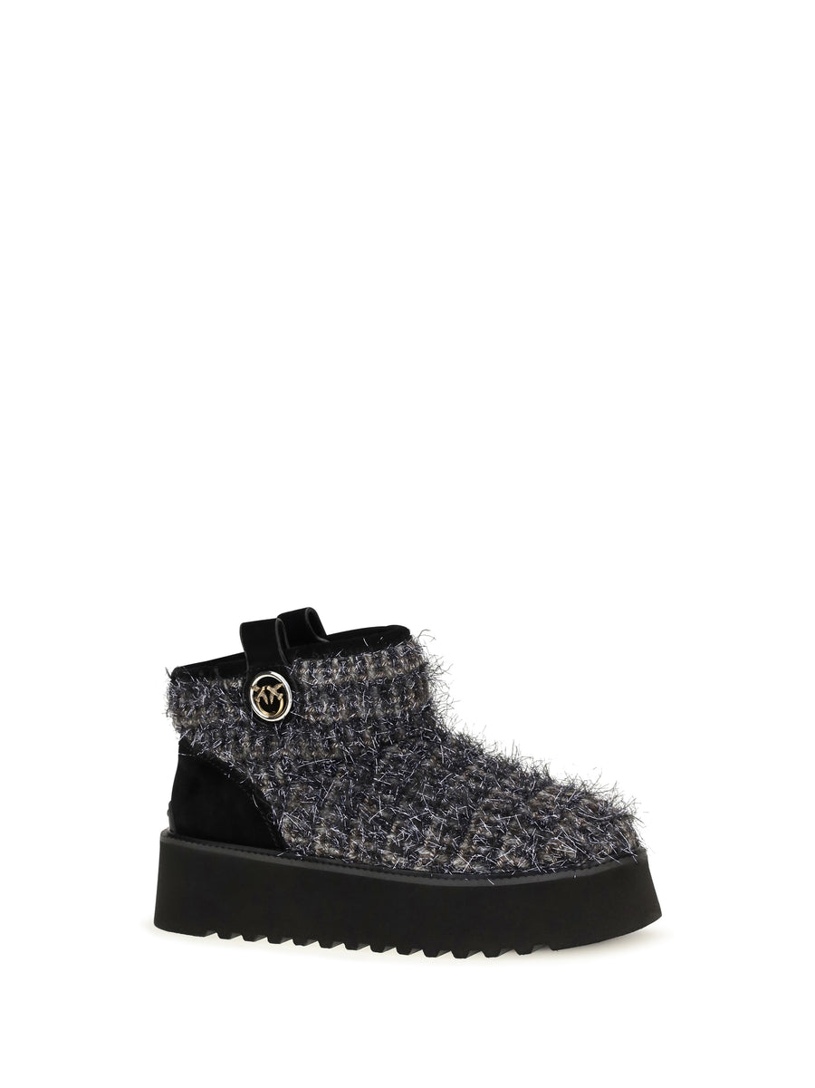 Ankle Boots Pewter Tweed Upper: Fabric