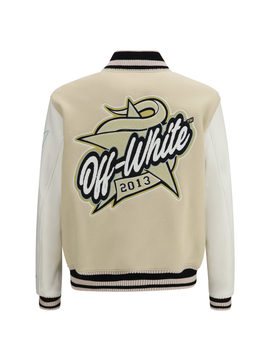 Jacket Varsity Star Logo Cream Wool