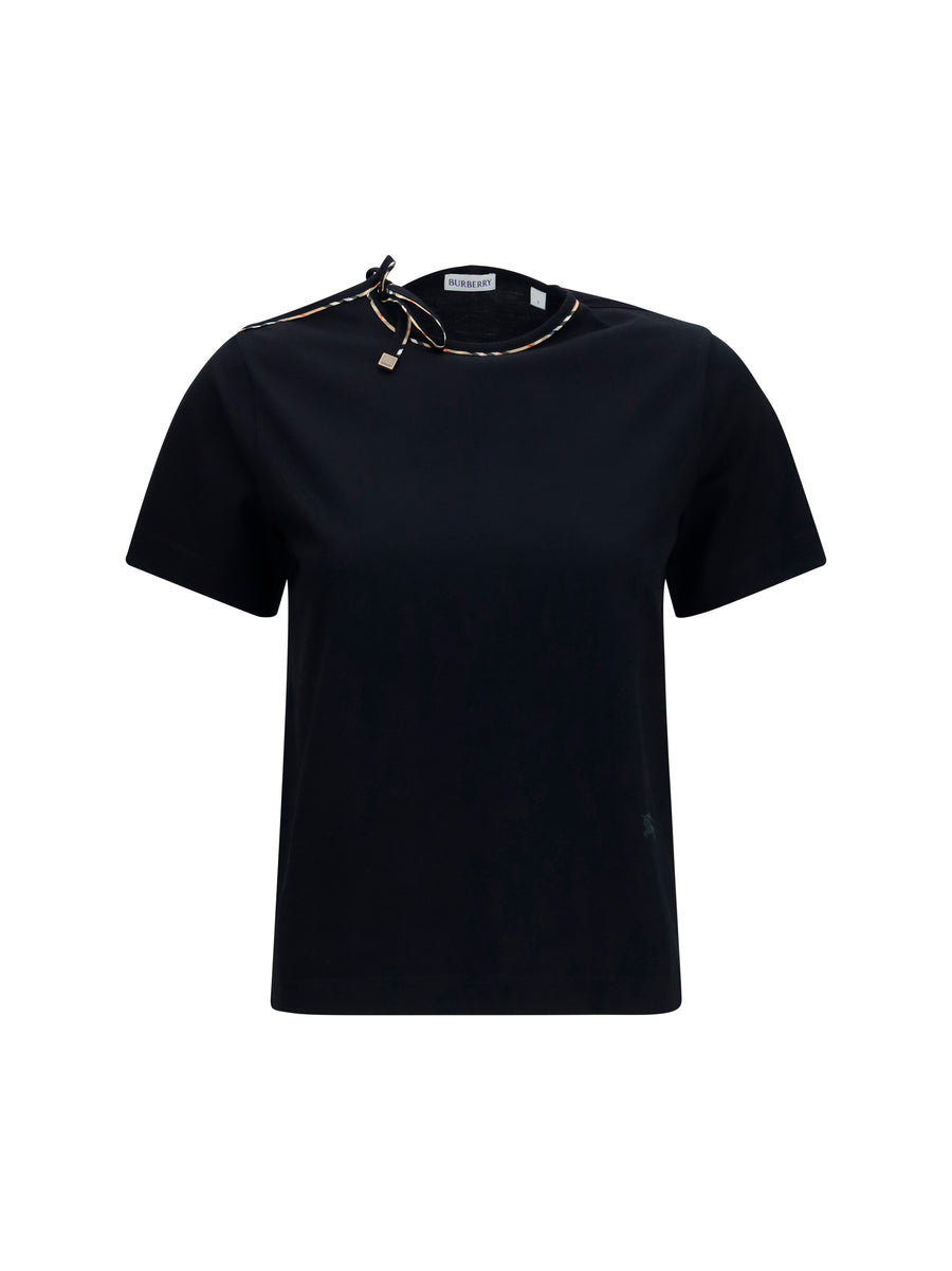 T-Shirt With Cut-Out Detail Black Cotton T-shirts & Jerseys
