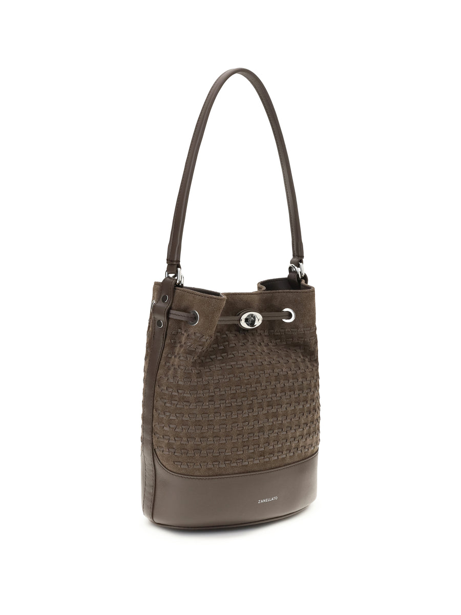 Bucket Bag Monda Beige Ivory Calf Leather Handbags