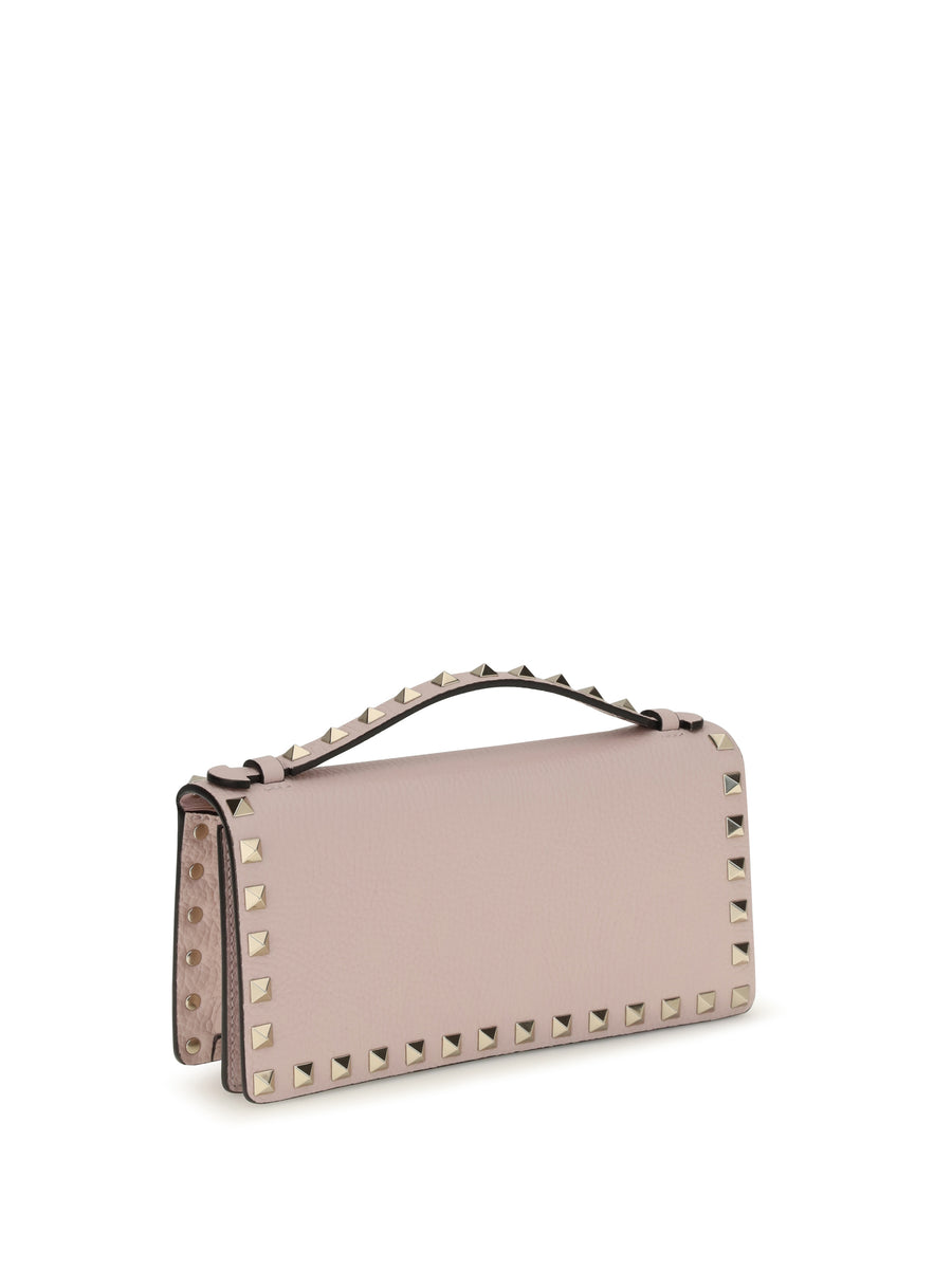 Chain Wallet Rockstud Rose Quartz Calf Leather & Purses