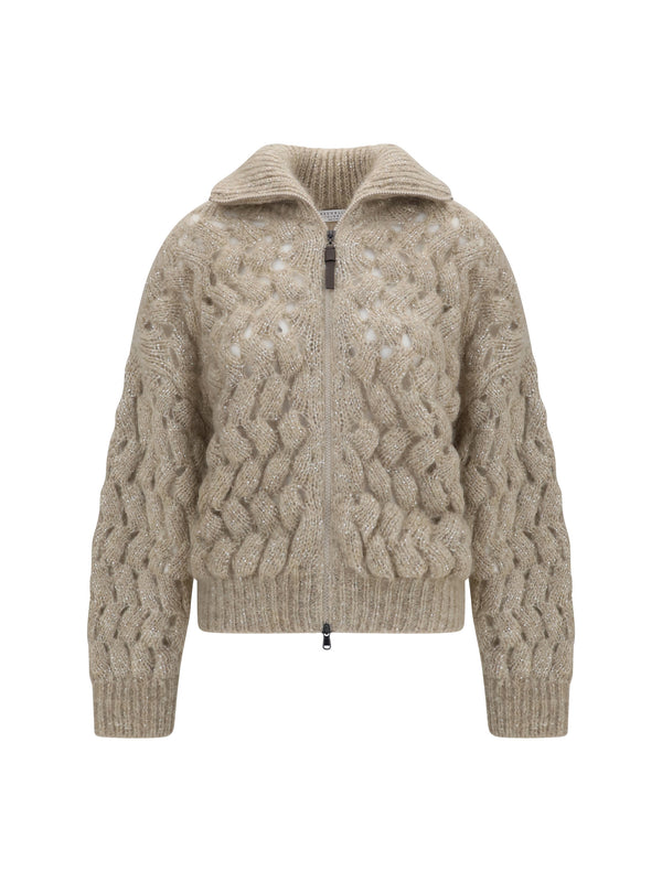 Cardigan Mohair-Wool Beige Beige/stracciatella Merino Wool (ovis Aries)