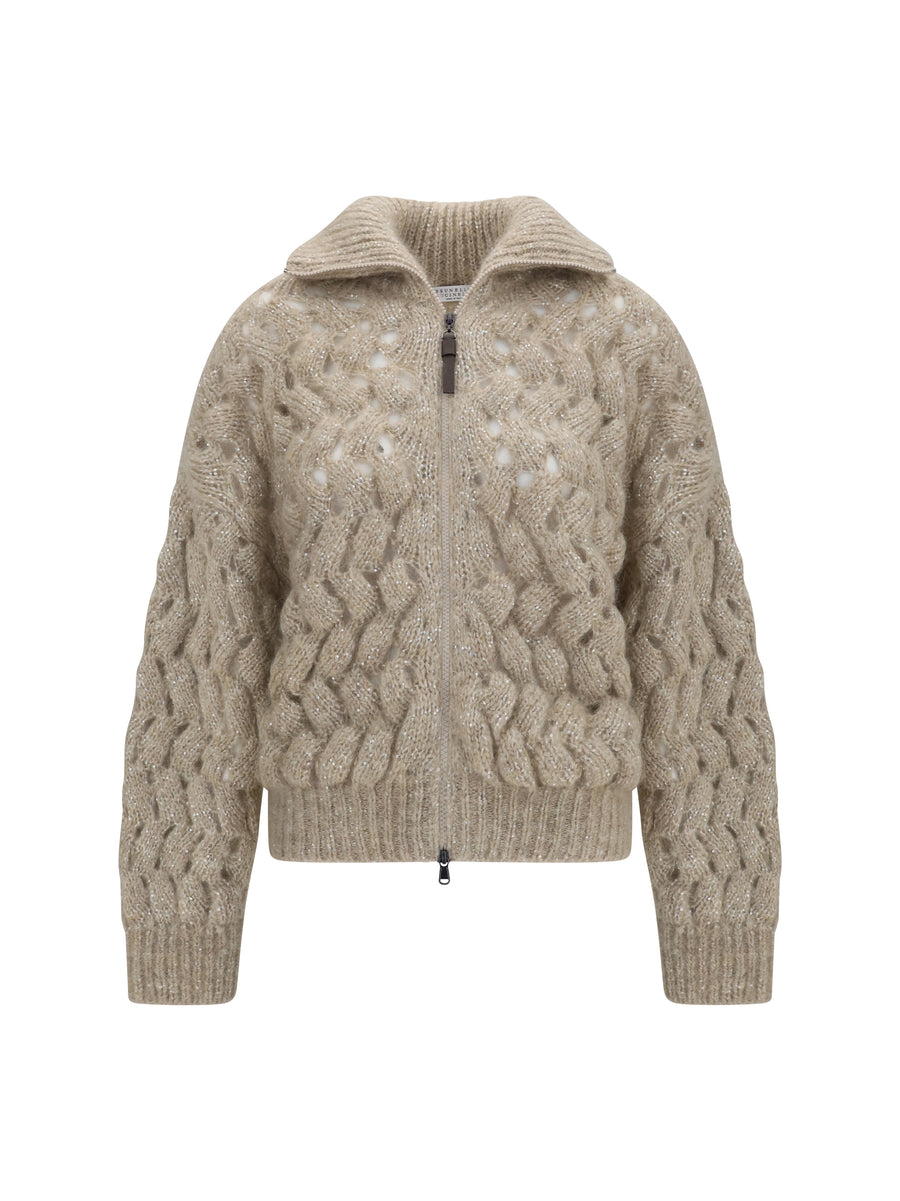 Cardigan Mohair-Wool Beige Beige/stracciatella Merino Wool (ovis Aries)