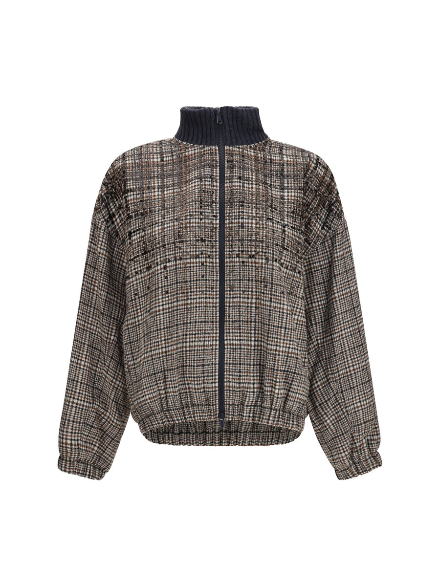 Padded Jacket With Sequin Details Beige Tobacco Coat