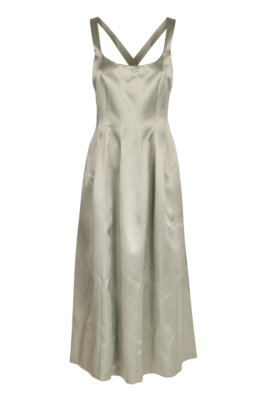 Dress With Crossed Back Straps Green Acetate