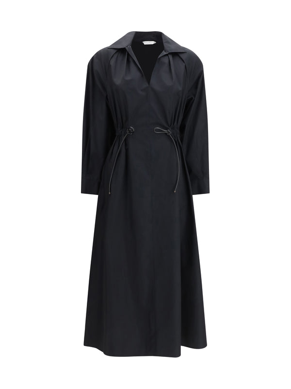 Max Mara 100% Cotton midi dress in black