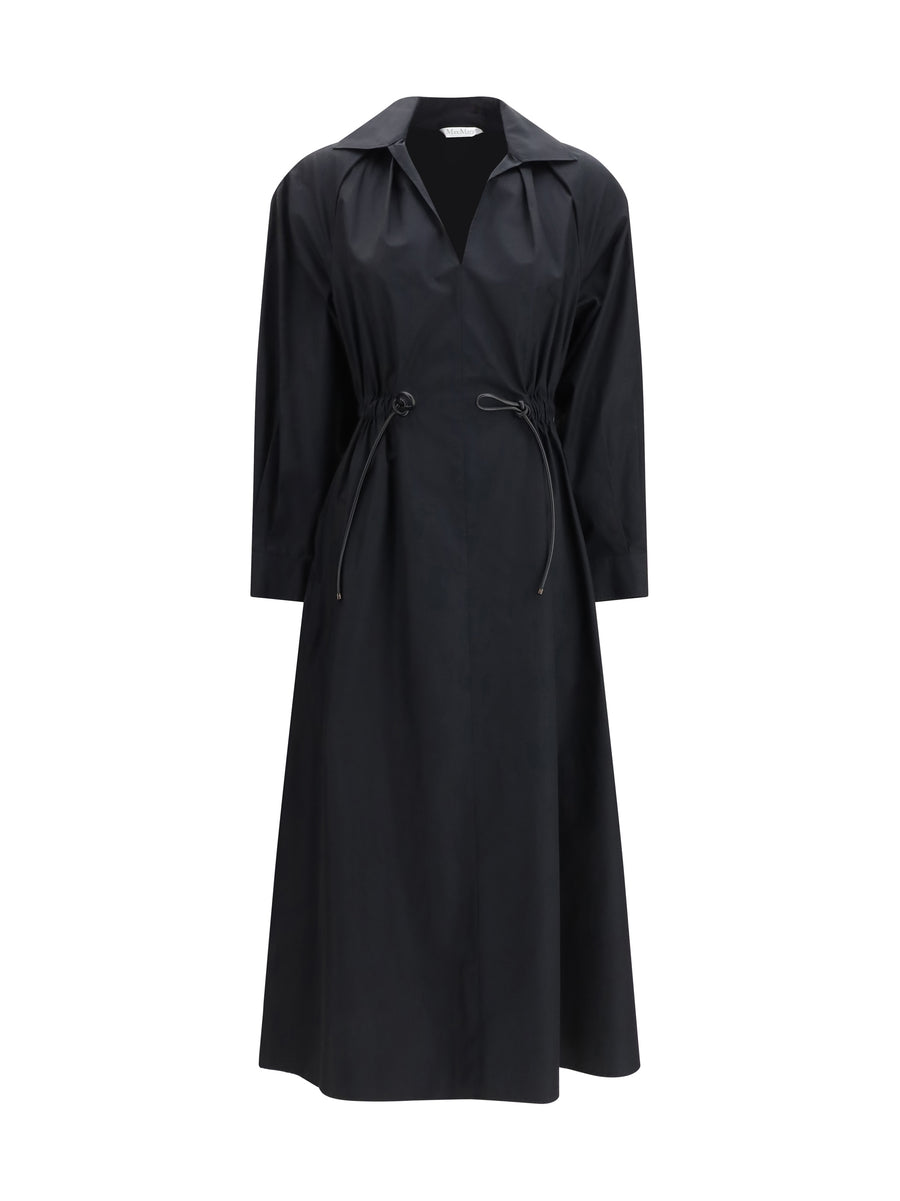 Max Mara 100% Cotton midi dress in black