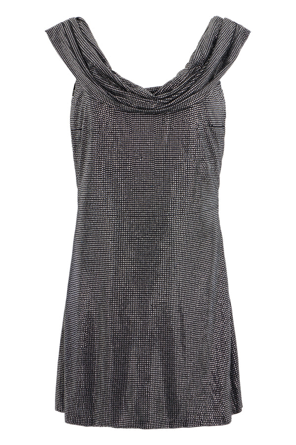 Mini Dress With Rhinestones, Grey Viscose