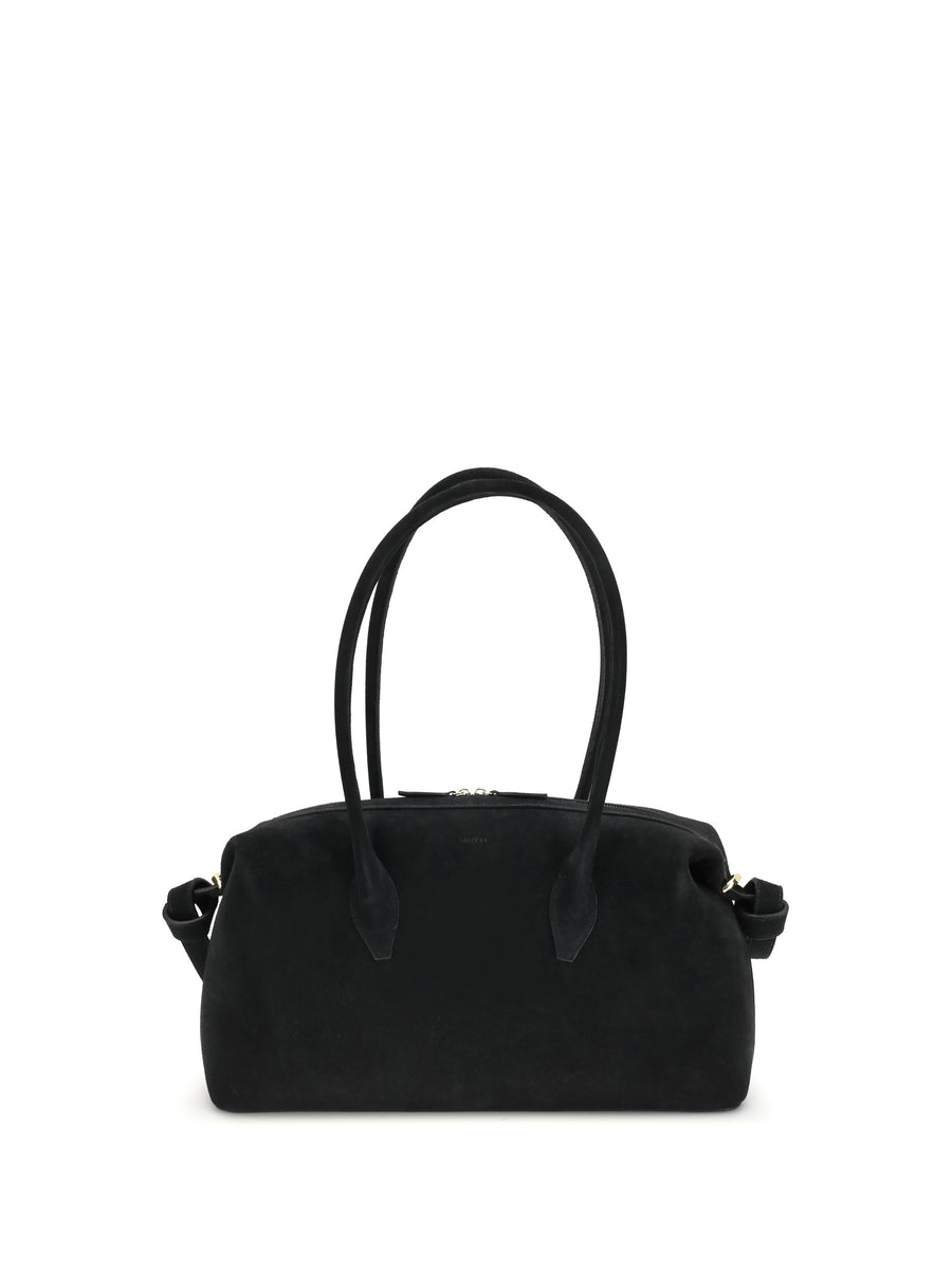 Shoulder Duffle Bag Brioche Black Calf Leather