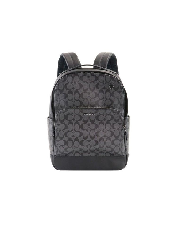 Coach Coated canvas and smooth leather backpack in gray