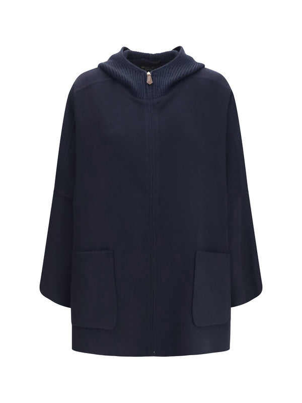 Cashmere Cape Farrel Navy Blue (capra Hircus) Coat