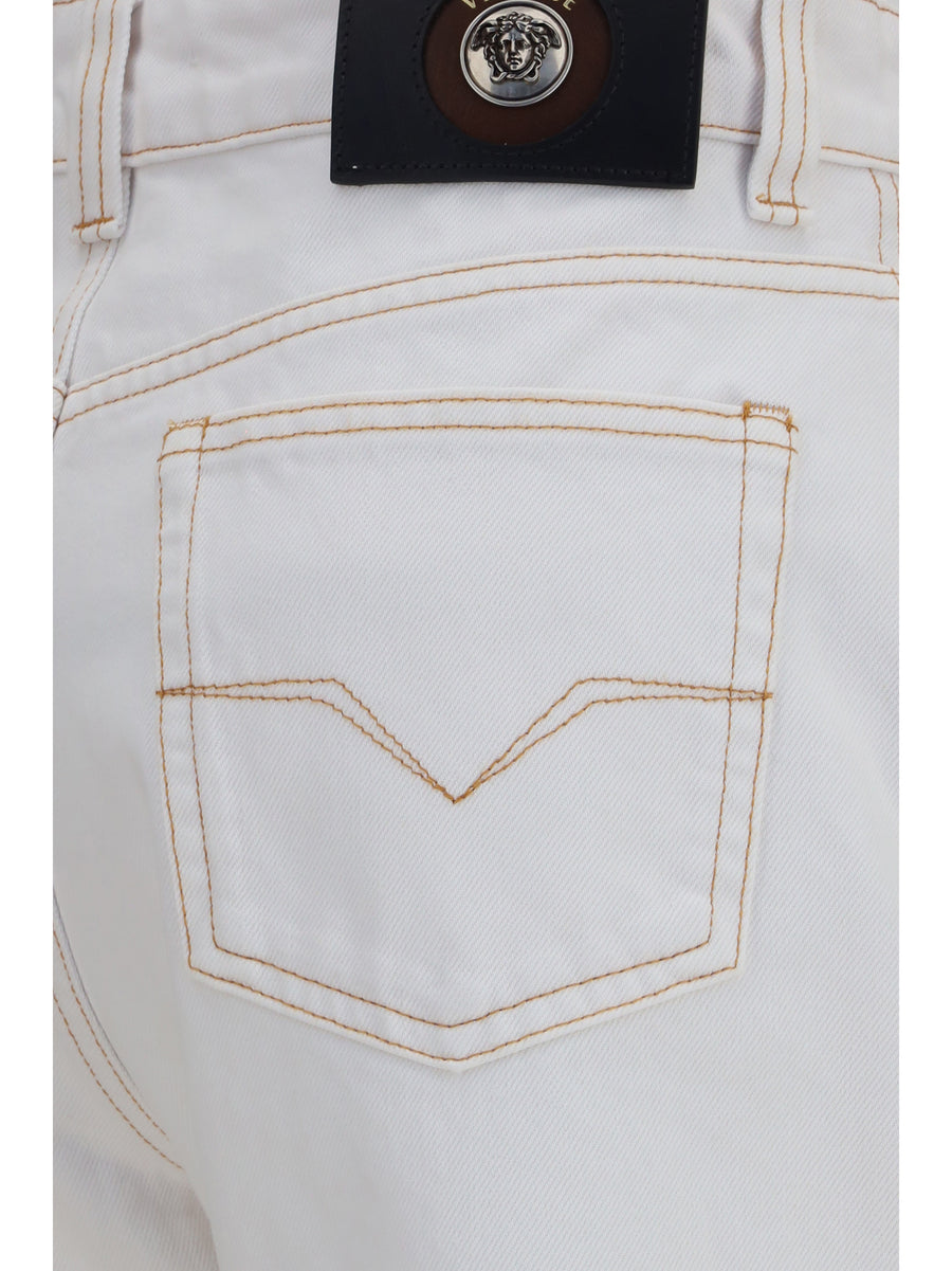 High-Waisted Jeans Optical White Cotton Trousers