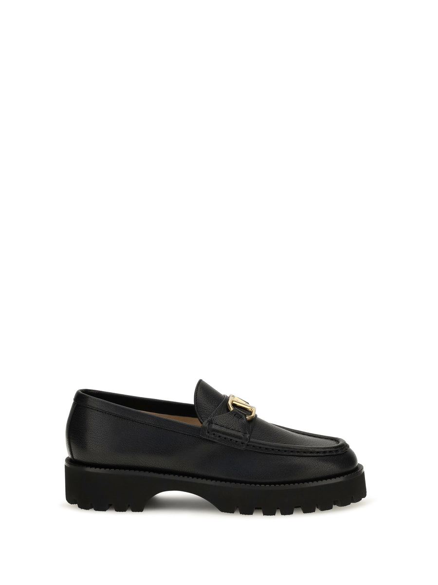 Leather Loafers Vlogo Signature Black Goatskin