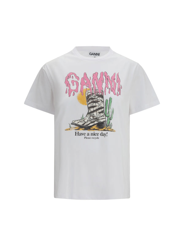 Ganni 100% Cotton t-shirt in white