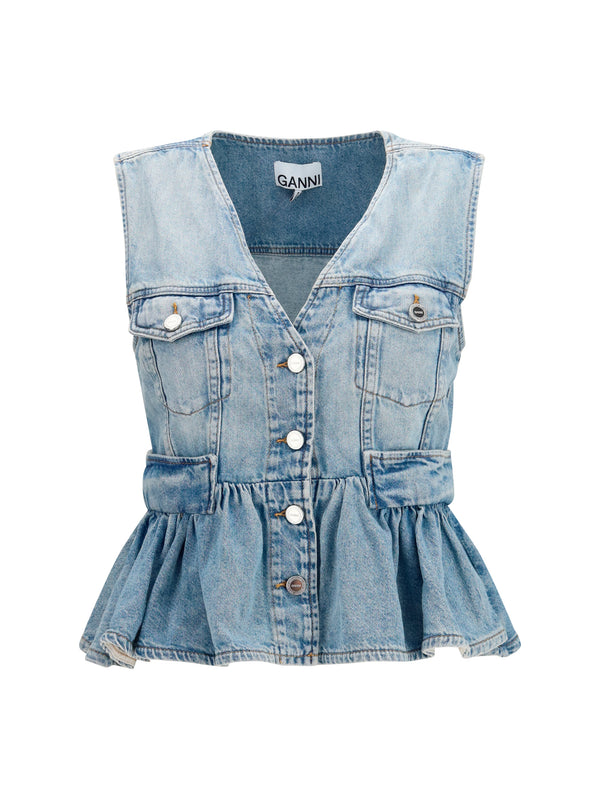 Ganni 100% Cotton vest in blue