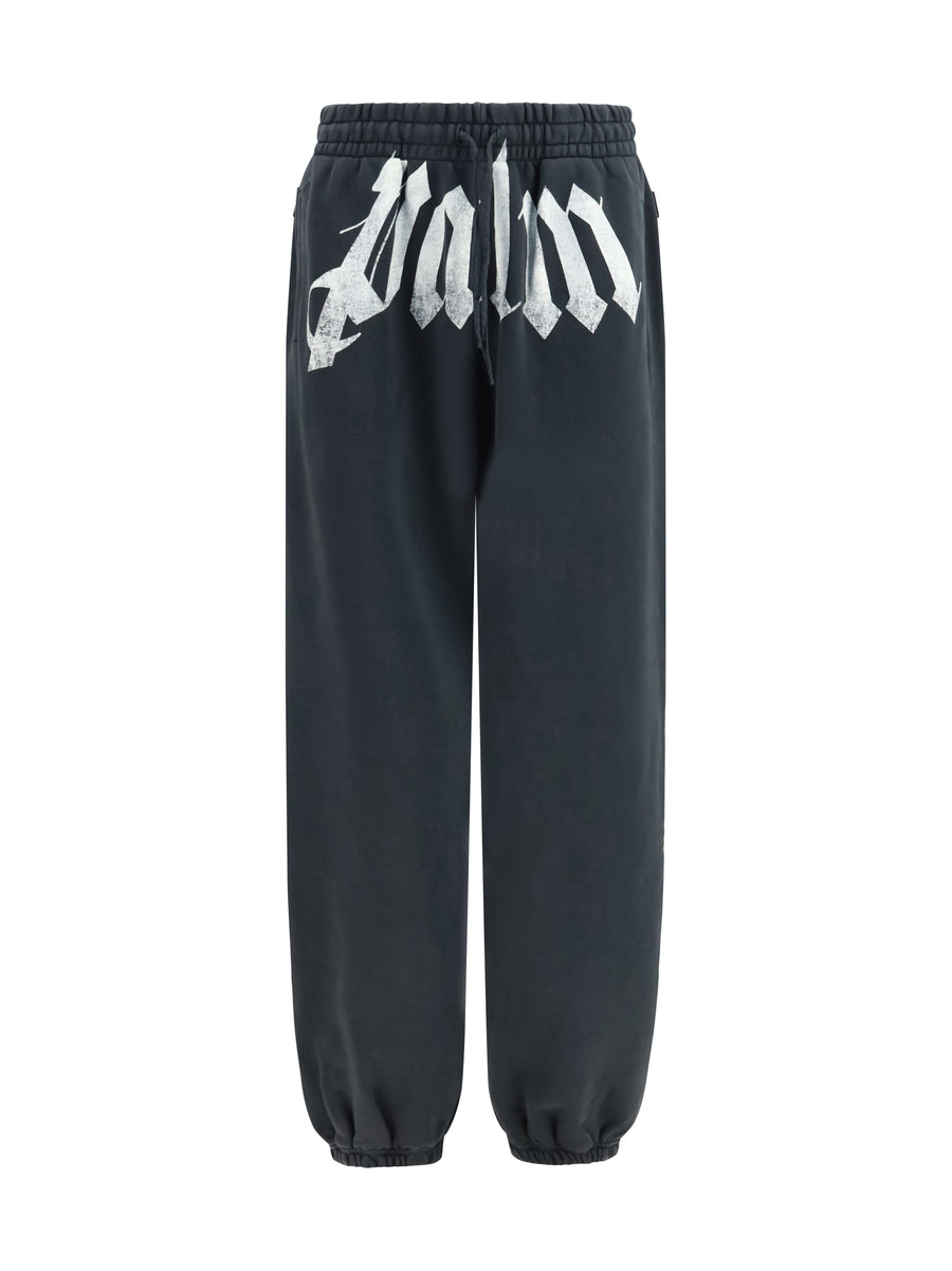 Sweatpants With Drawstring And Logo Black-off White Cotton Pant