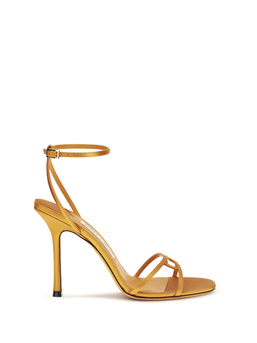 Sandals Leo Satin Sunset Orange Silk Pumps