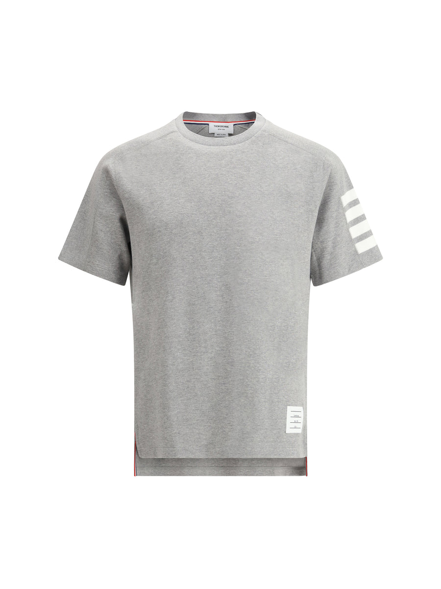 Cotton T-Shirt With Horizontal Bands Light Grey T-shirts