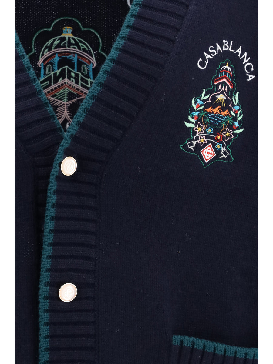 Cardigan Hotel Crest Multicolour Merino Wool (ovis Aries)
