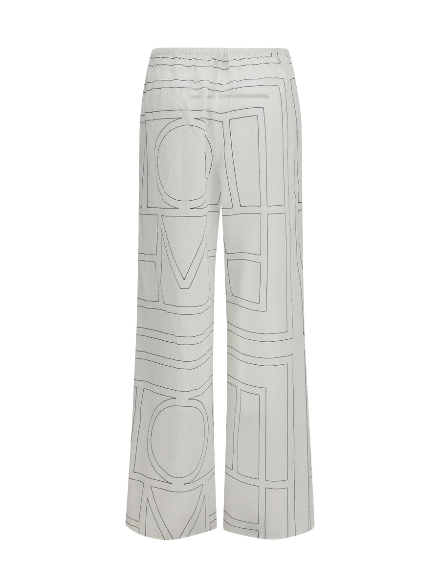 Pants Monogram White-Black White/black Cotton Trousers