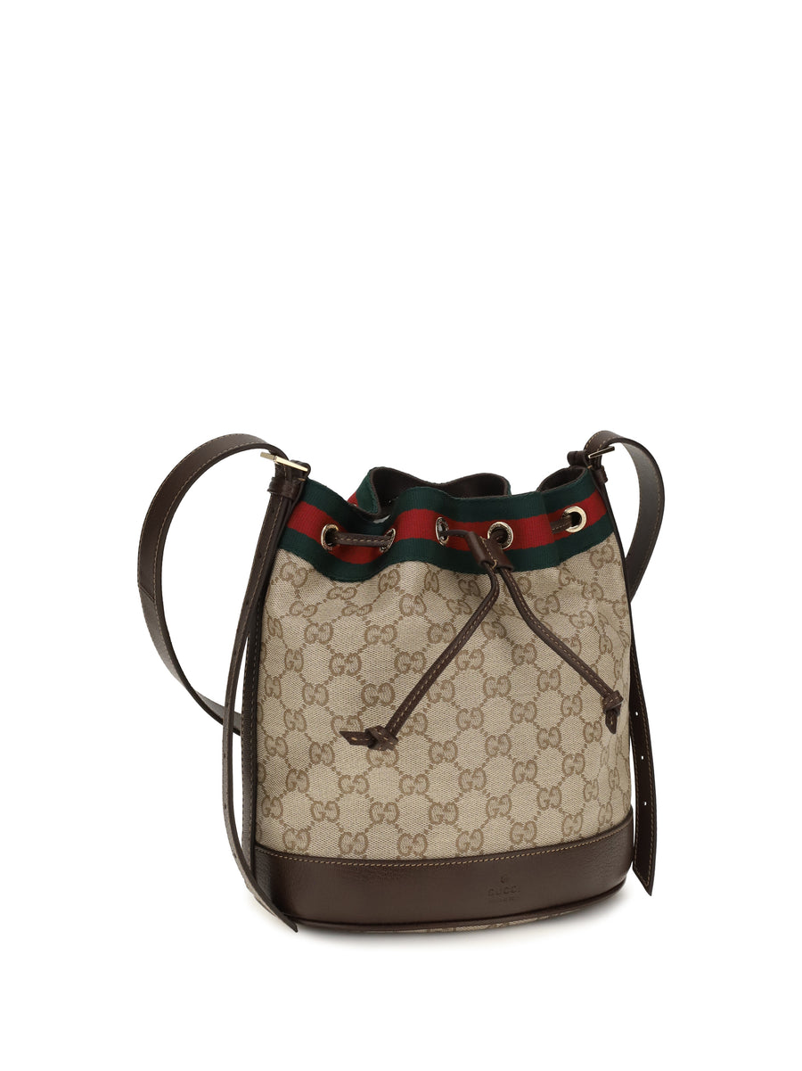 Mini Bucket Bag Venice Coated Gg Brown Fabric Handbags