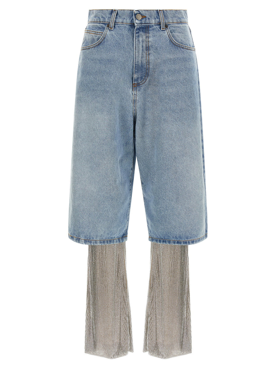 Giuseppe Di Morabito Crystal-Embellished Denim Jeans — Blue