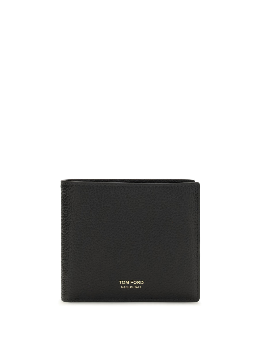 Bifold Wallet Black Pebbled Calf Leather Umbrellas