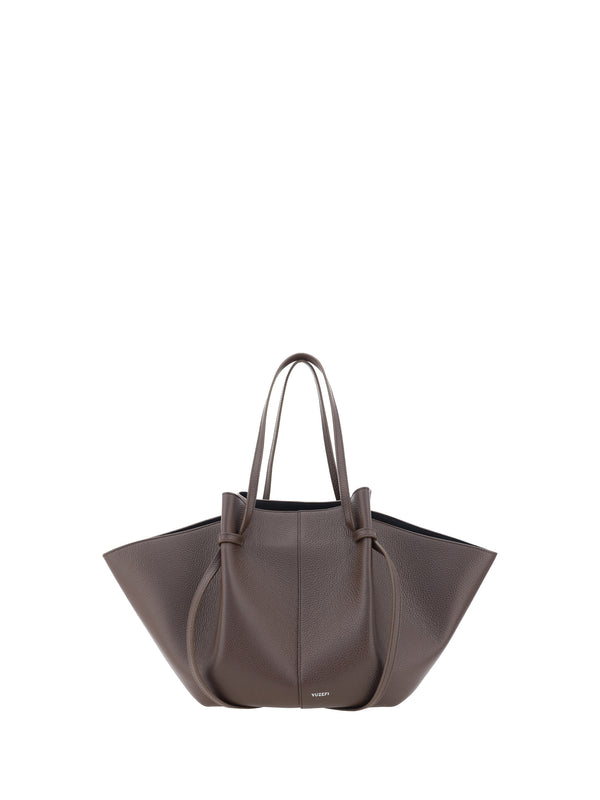 Large Calfskin Mochi Shoulder Bag Espresso