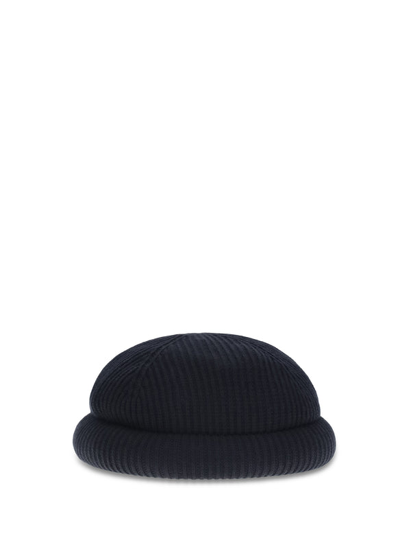 Wool Beanie Hat Navy Blue (ovis Aries)