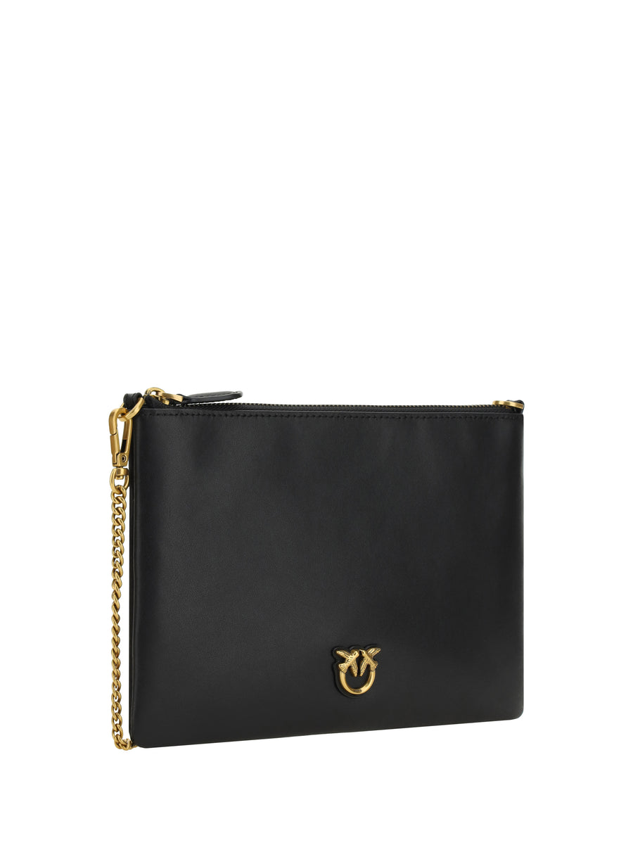 Leather Shoulder Bag Black-Antique Gold Black/antique Calf (bos Taurus)