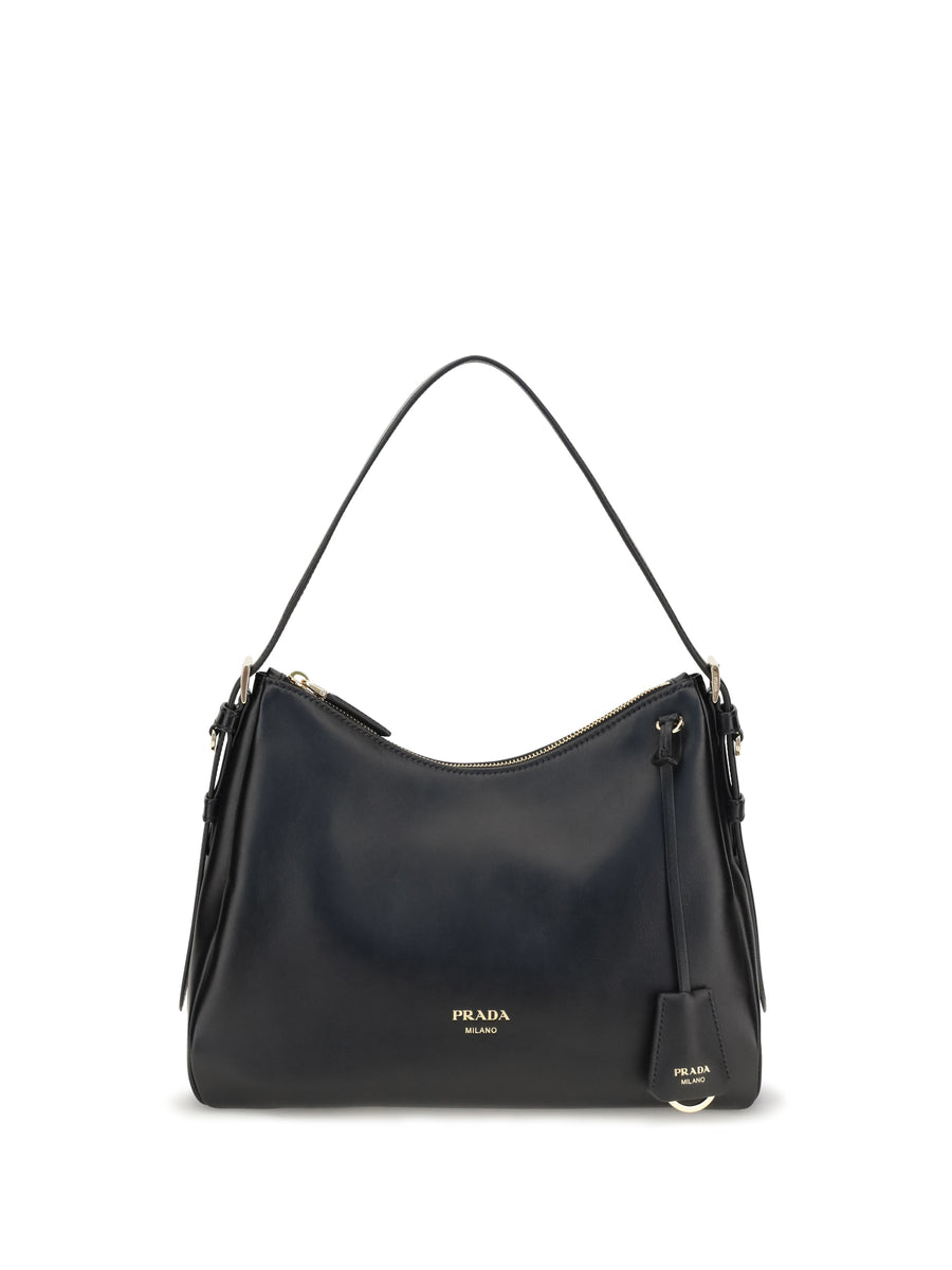 Shoulder Bag Leather Black Calf