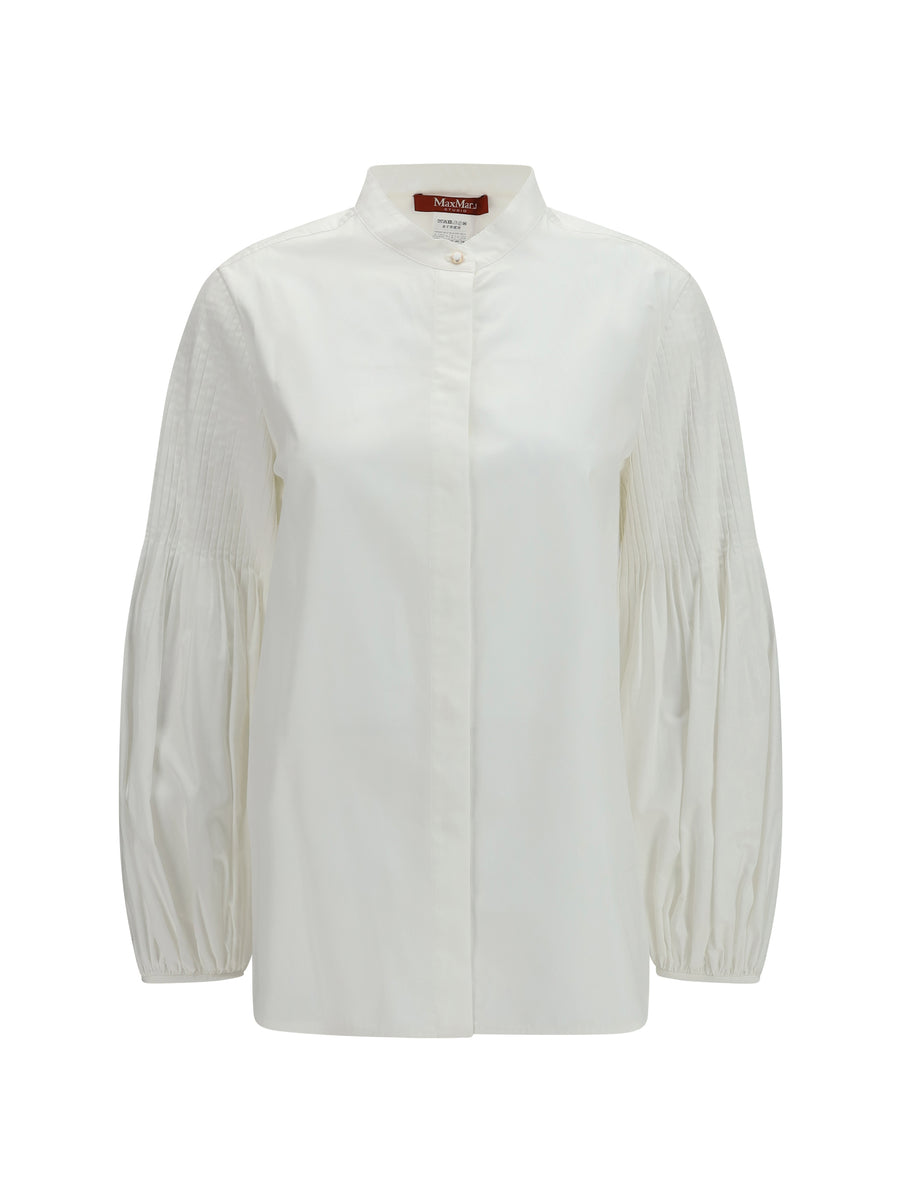 Balloon Sleeve Blouse Bianco Seta Cotton Shirt
